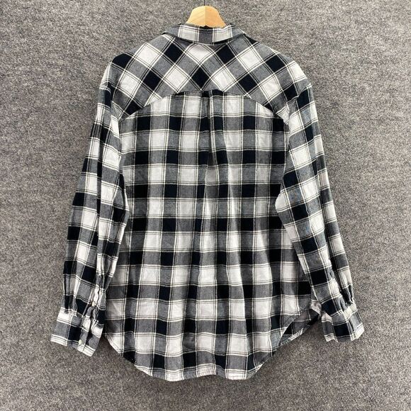 A New Day Shirt Women 2XL Black Plaid Button Up Collared Long Sleeve Cotton - Picture 2 of 9